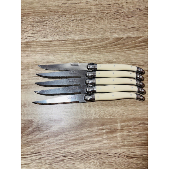 Williams Sonoma Jean Dubost Laguiole Steak Knives, Set of 5 White Made In France - Picture 8 of 8
